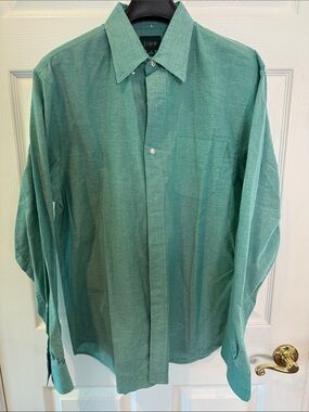 J. Crew Oarsman Tag Green Oxford Button-Down Shirt